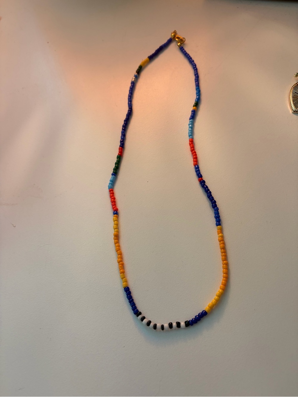 LileeLoo Colorful Seed Bead Necklace - Blue, Yellow, Red, Green